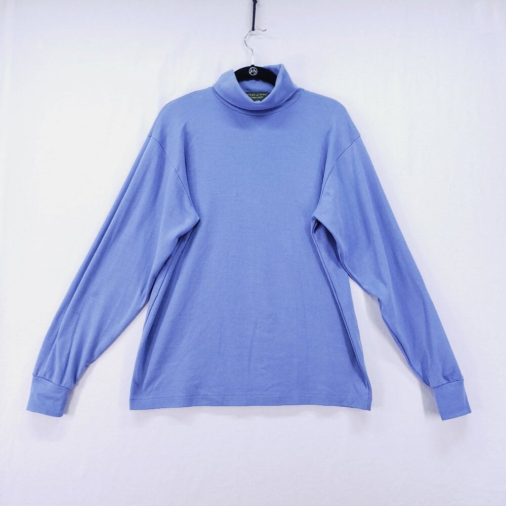 Huntley Of York By Cross Creek Women Sweater Basic Turtleneck Blue Minimalist